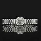 23CM x 14MM Unisex Medusa Head Emblem Link Bracelet – 18K Gold Filled & Stainless Steel Silver Tarnish-Proof Jewelry