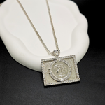 Load image into Gallery viewer, Silver Rhodium Plated Square Sovereign Pendant with CZ
