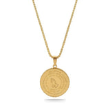 Serenity Prayer & Praying Hands Medallion Necklace (Black, Gold & Silver Tone) – 52cm Belcher Chain
