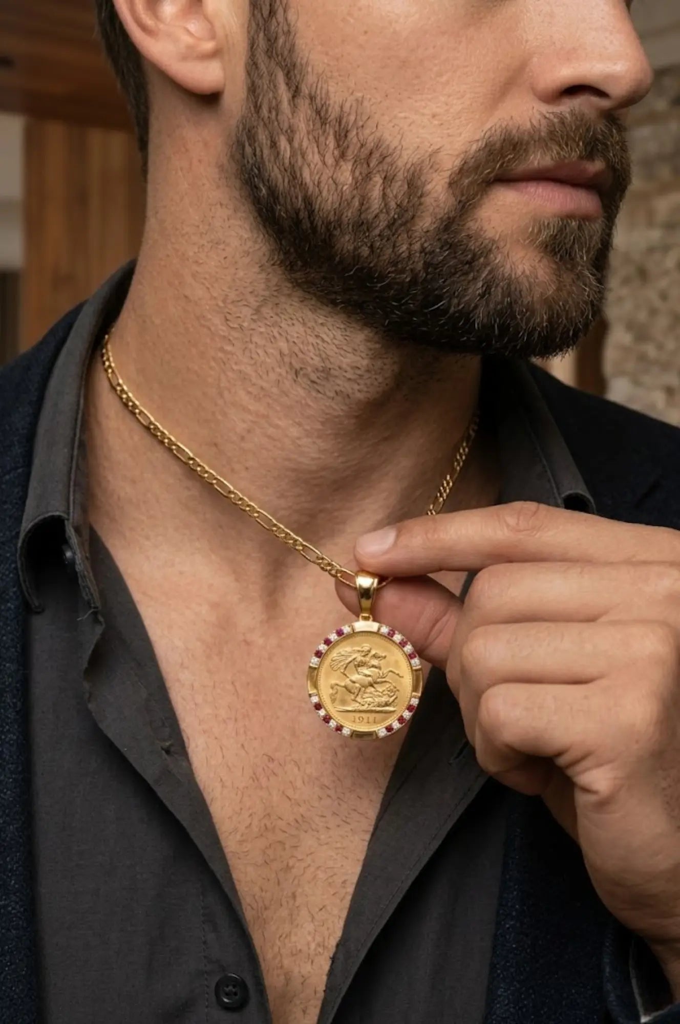 18K Gold Filled 1911 Sovereign Pendant Necklace
