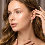 18K Gold Filled Cubic Zirconia Huggie Hoop Earrings – 18mm Pavé Crystal Tarnish-Proof Earrings for Women