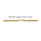 Luxury 18K Gold Stainless Steel Tarnish-Proof Bracelet – 15mm Wide Box Link Band with Engraved Centerpiece for Men (22cm)