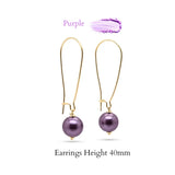 18K Gold Filled Hawaiian Long Wire Drop Earrings with Pink Pearl Accent