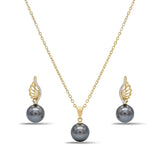 18K Gold Filled Hawaiian Pearl Necklace with Diamond Huggie Earrings Set – 12mm High-Luster Island Pearl on 60cm Chain for Women
