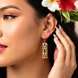 18K Gold Filled "MOM" Script Hoop Earrings – 50mm Bold Statement Drop Earrings for Women