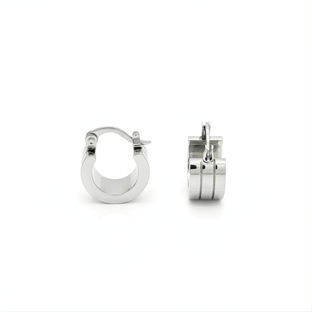 Men’s Silver Hoop Earrings 12mm