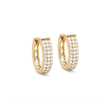 18K Gold Filled Triple-Row Micro-Pavé CZ Huggie Earrings – Sparkling Cubic Zirconia Huggie Hoop Earrings for Women