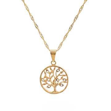 18K Gold Filled Money Tree Pendant with Diamonds