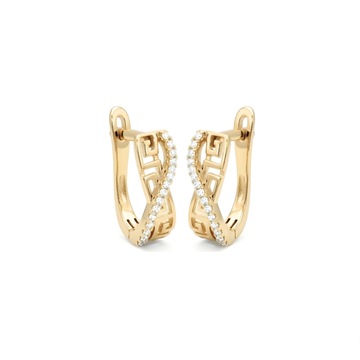 18K Gold Filled Filigree Marquise Wave CZ Huggie Earrings – Openwork Filigree Teardrop Hoop Earrings for Women