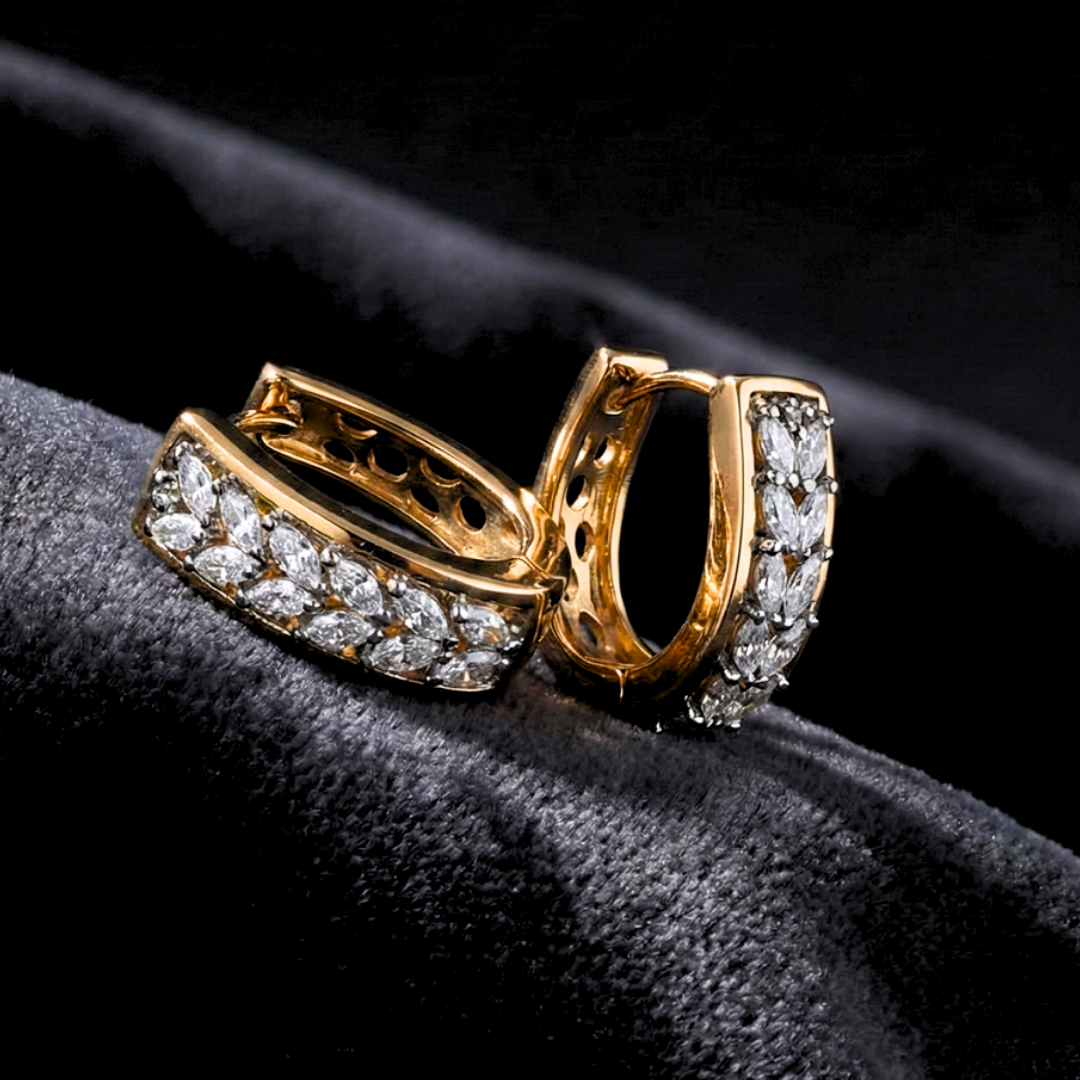 18K Gold Filled Diamond Huggie Earrings
