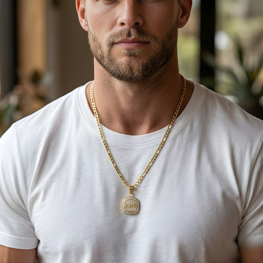 18K Gold Filled Customized King Pendant Necklace
