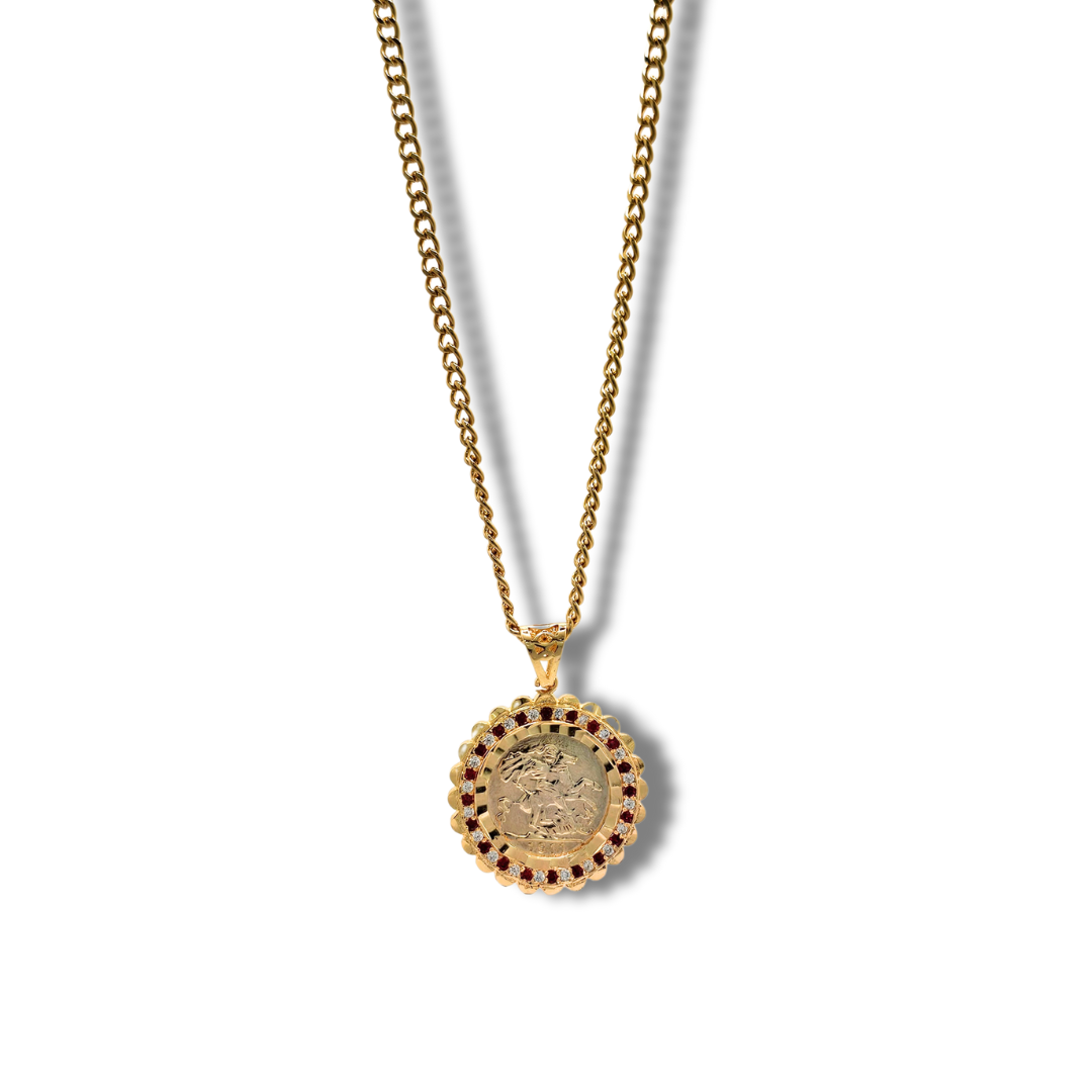 18K Gold Filled  Tarnish Proof Sovereign Pendant Necklace