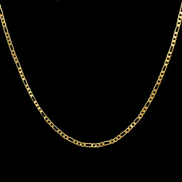 18K Gold Filled Classic Figaro Link Chain Necklace – Flat-Bevel Gold Chain for Men & Women