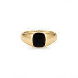 18K Gold Filled Men’s Black Agate Signet Ring (US Size 15) – Tarnish-Proof Luxury Statement Ring