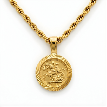 18K Gold Filled 1913 Sovereign Coin Pendant Necklace 24mm