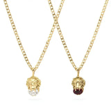 18K Gold Filled Lion Head Necklace – Tarnish-Proof Cuban Link Chain with Ruby & Zirconia Pendant Options
