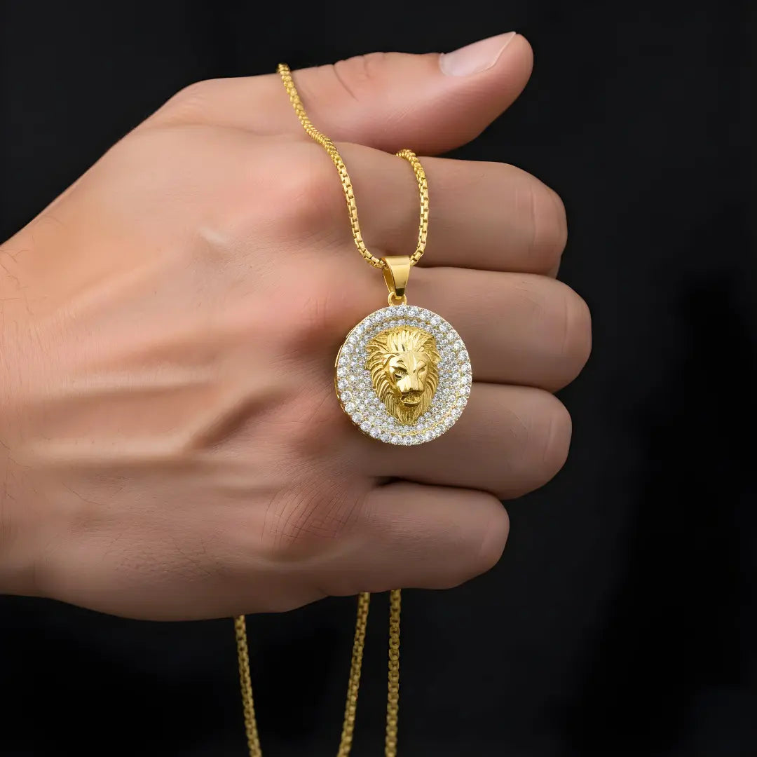 18k Gold Filled Lion Head Pendant with CZ