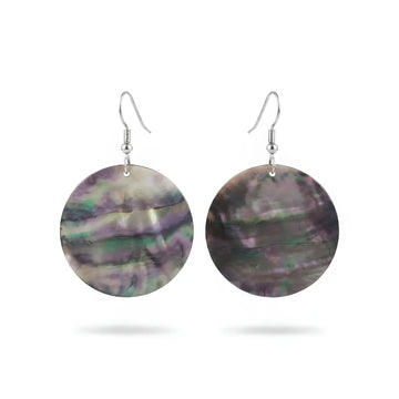 Round Mother of Pearl Earrings (30mm) – Natural Pearlescent Shell Drop Dangle Earrings for Women