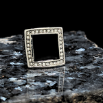 Load image into Gallery viewer, Men&#39;s Black Onyx Stainless Steel Non Fading square ring with CZ
