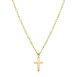 14K Gold Filled Latin Cross Necklace – 18mm Polished Cross Pendant with 58cm x 2mm Italian Figaro Chain for Men & Women