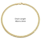 18K Gold Filled 48cm x 4mm Tarnish-Proof Unisex Curb Chain Necklace