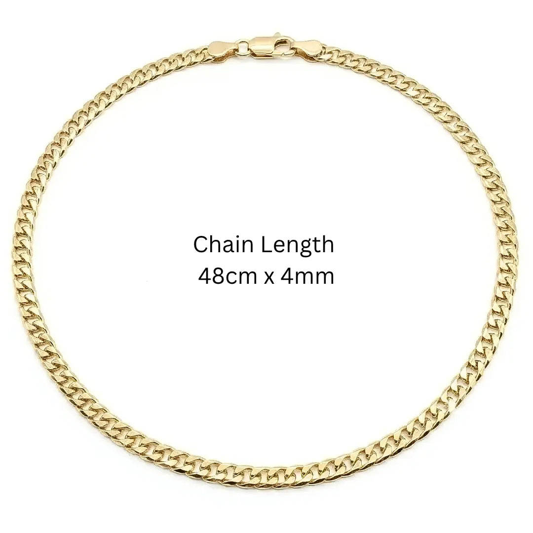 18K Gold Filled 48cm x 4mm Tarnish-Proof Unisex Curb Chain Necklace