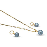 18K Gold Filled Figaro Chain Necklace & Drop Earrings Set – Freshwater Baroque Pearl Jewelry Suite, 60cm + 5cm Extension