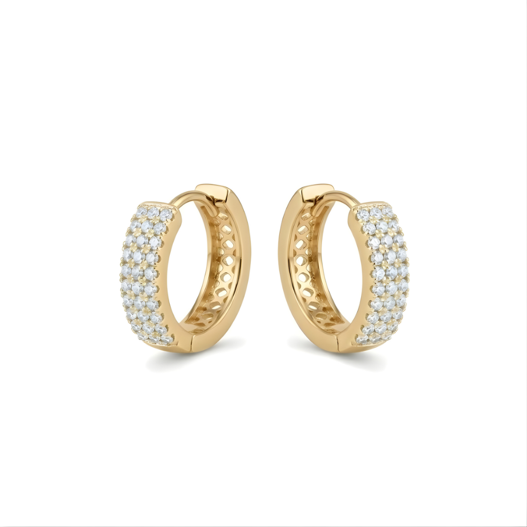 18K Gold Filled Diamond Huggie Earrings