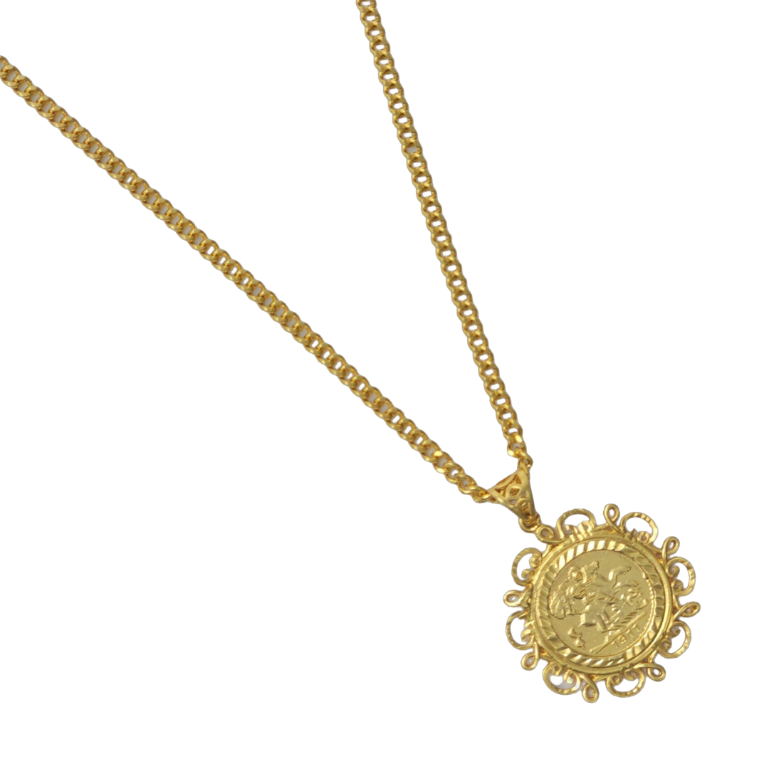 18K Gold Filled Tarnish Proof Sovereign Pendant Necklace
