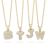 18K Gold Filled Large Pavé Cubic Zirconia Initial Letter Pendant Necklace – Oversized Iced Out Alphabet Necklace