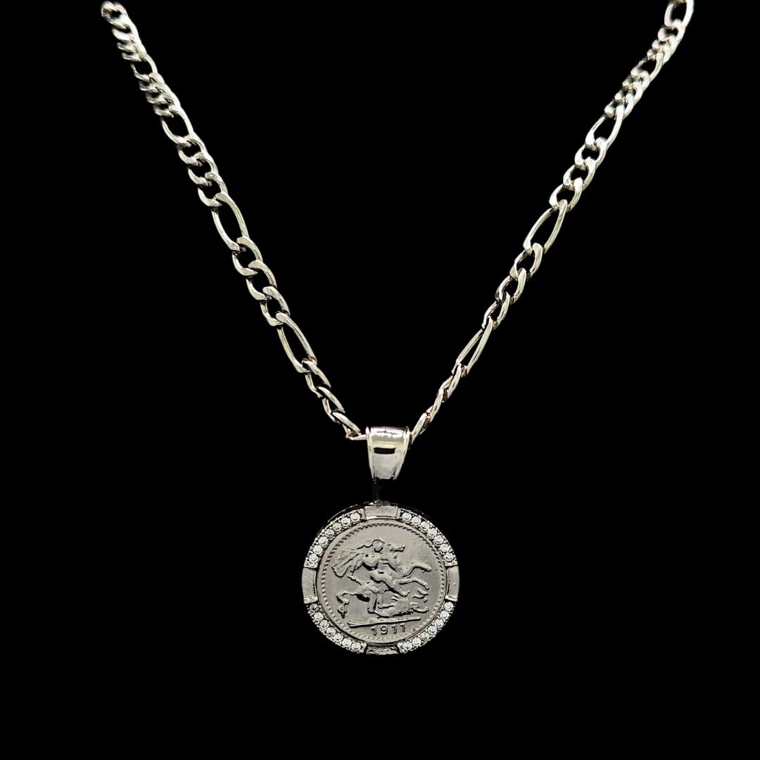 Silver Customized Full Sovereign Pendant Necklace