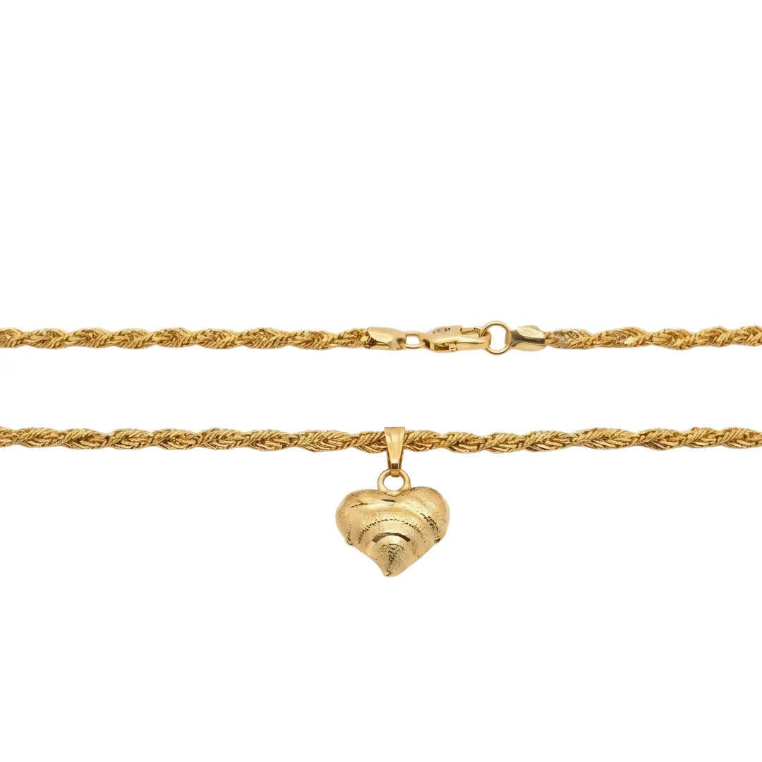 18K Gold Filled Heart Pendant Necklace with 60cm Rope Chain – Tarnish-Proof Luxury Statement Jewelry