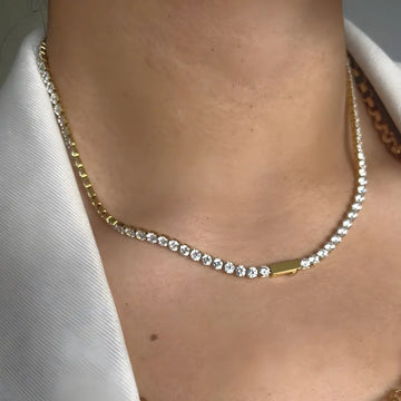 18K Gold Filled Moissanite Diamond Tennis Chain Necklace – Classic Iced Out Choker for Men & Women