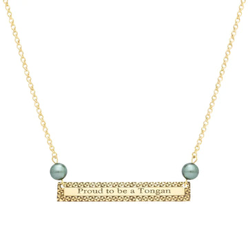 14K Gold Filled "Proud to be a Tongan" Bar Pendant Necklace – Polynesian Heritage Pearl Necklace