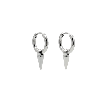 Men’s Silver Spike Hoop Earrings 18mm