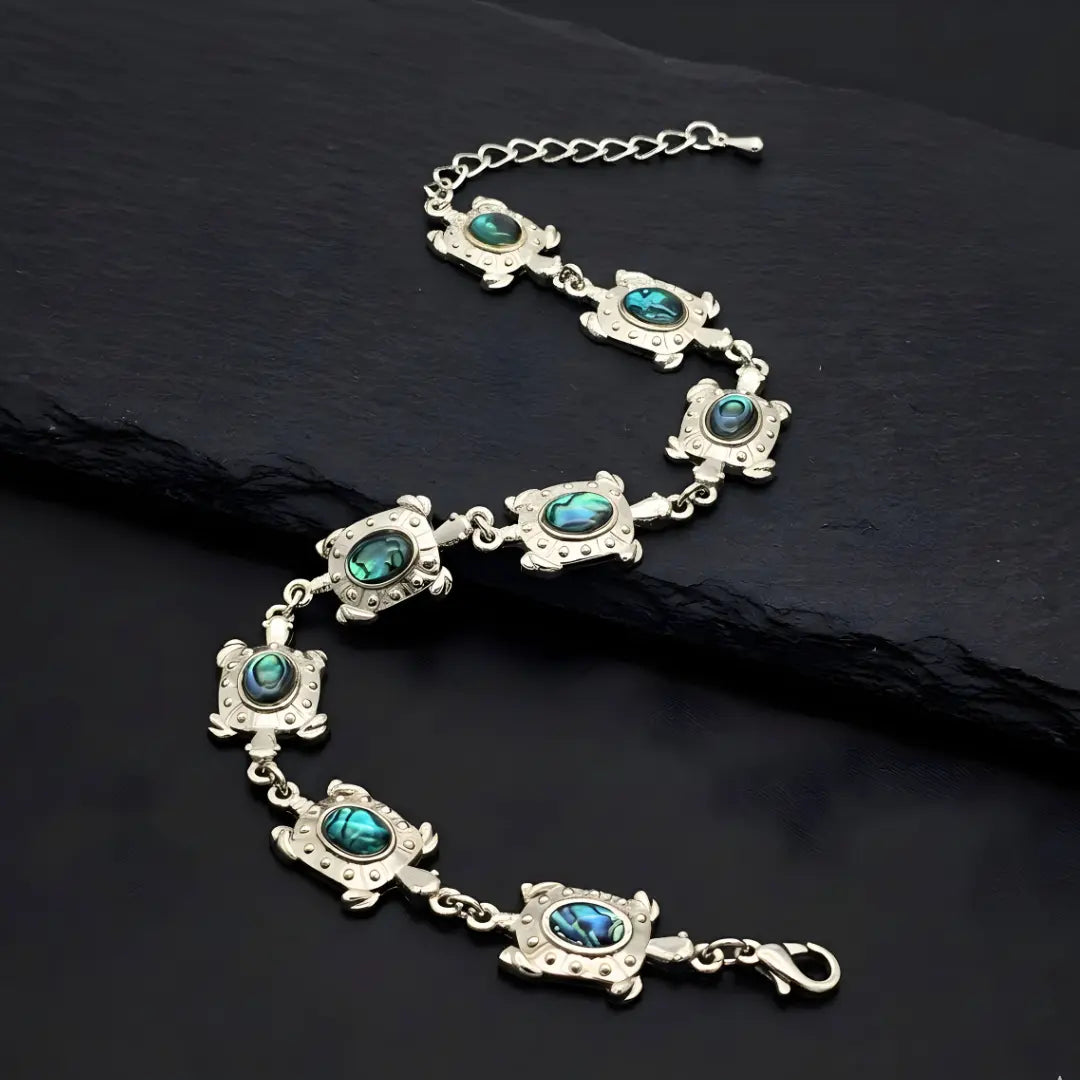 Silver Tortoise Paua Shell Bracelet