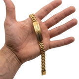 21CM x 12MM Men's 18k Gold Plated Stainless Steel Franco Mesh ID Plate Bracelet (Tarnish Proof)