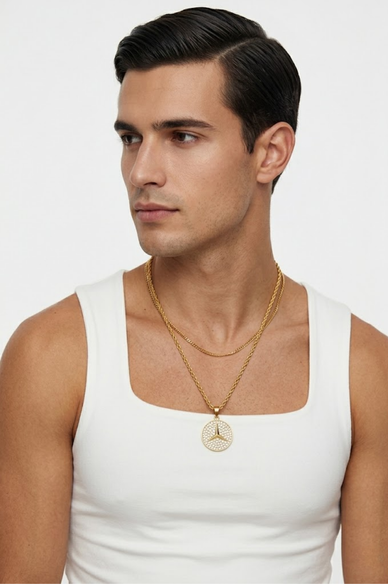18K Gold Filled Iced Out Luxury Auto-Inspired Medallion Necklace