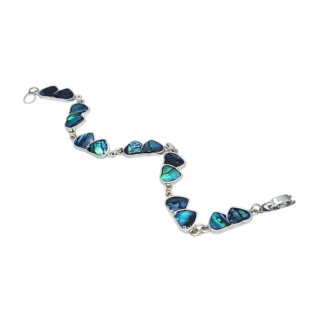 Silver Twin Heart Paua Shell Bracelet.