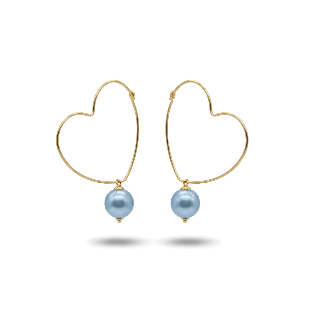 18K Gold Filled Heart Shape Pearl Earrings