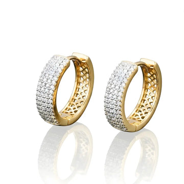 18K Gold Filled Diamond Huggie Earrings