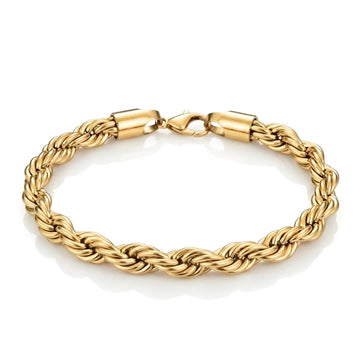 18K Gold Filled Rope Chain Bracelet – Classic Twisted Gold Wrist Bracelet for Men & Women