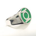 Load image into Gallery viewer, Silver Green Emerald Emblem  Ring
