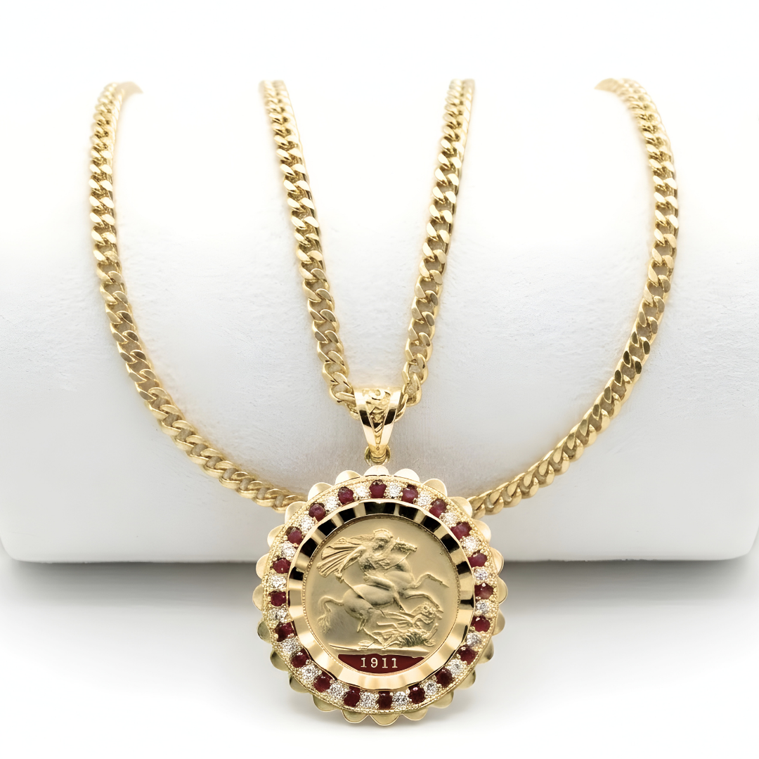 18K Gold Filled  Tarnish Proof Sovereign Pendant Necklace