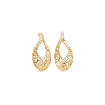 18K Gold Filled Egyptian Pattern Huggie Earrings with Cubic Zirconia