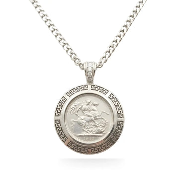 Silver Full Sovereign Pendant Necklace