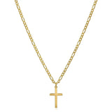 60CM x 4MM 14K Gold Filled Figaro Chain Cross Necklace | Waterproof Tarnish Proof Crucifix Pendant for Men & Women