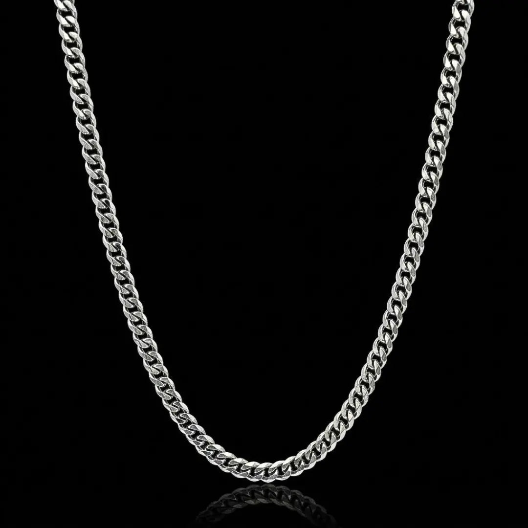 60CM X 7MM Silver Stainless Steel Curb Chain Necklace for Men -  Tarnish-Proof Silver Link Chain