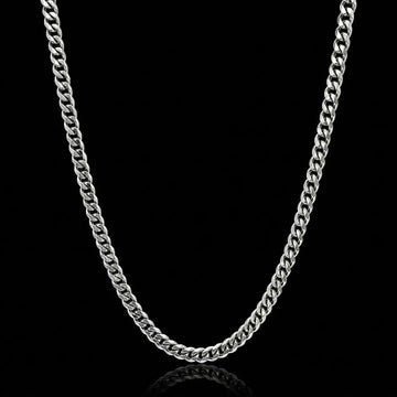 60CM X 7MM Silver Stainless Steel Curb Chain Necklace for Men -  Tarnish-Proof Silver Link Chain
