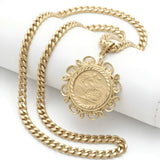 18K Gold Filled 1911 Full Sovereign Coin Pendant Necklace | Cuban Link Chain
